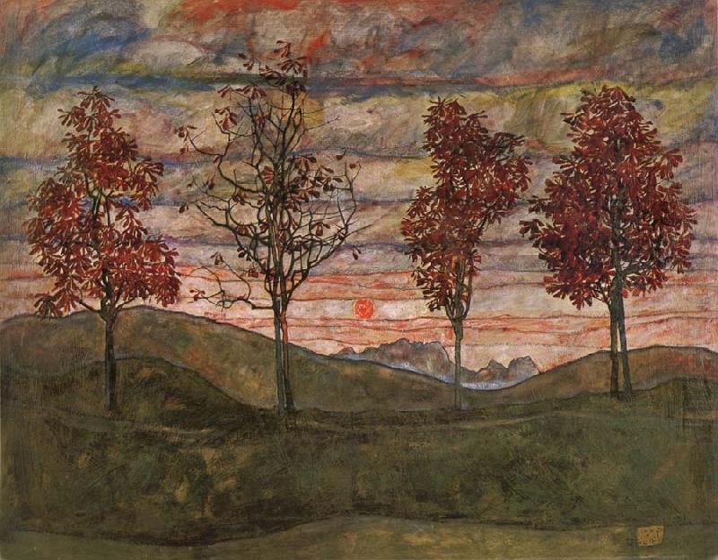 Egon Schiele Four Trees china oil painting image